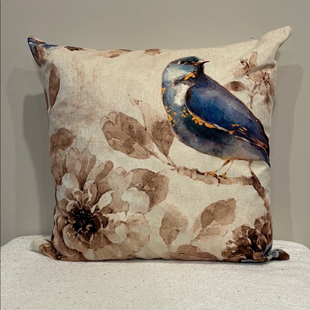 Bluebird Floral Accent Pillow Cover